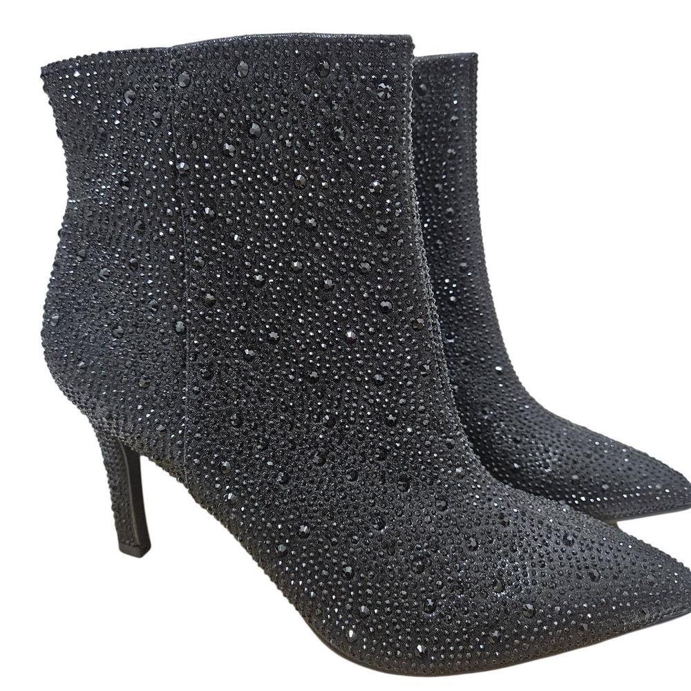 Sugar Ankle Boots Women 11 Black Vecna 2 Rhinestone Stiletto Pointed Toe Glimmer